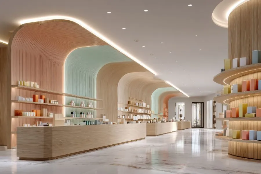 K-beauty store with bright interior